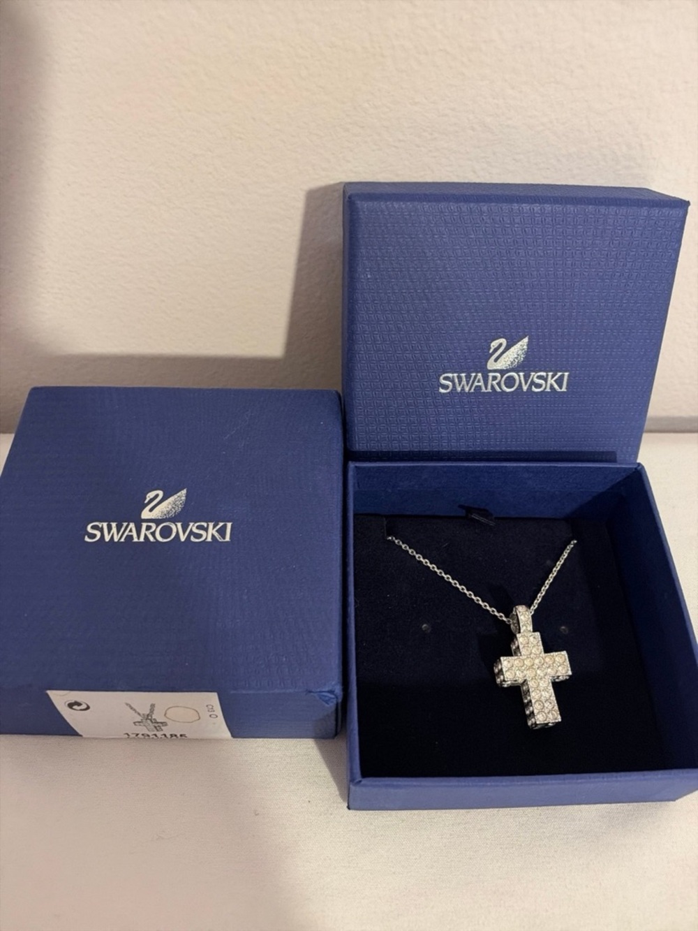 Swarovski Silver Crystal Cross Necklace with Clear Stones